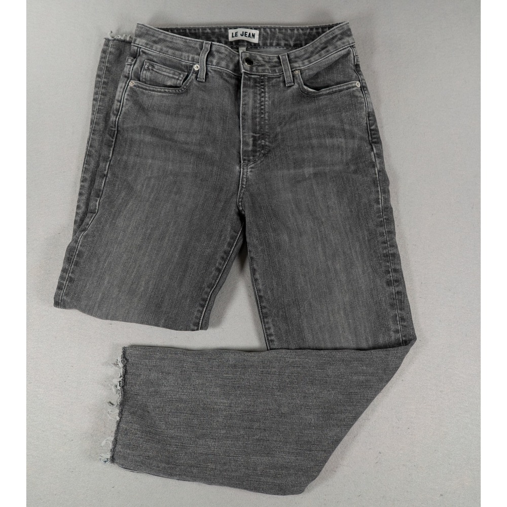 Le Jean Womens Sabine Ankle Straight Leg Raw Hem Grey Jeans Size 28 Made in USA